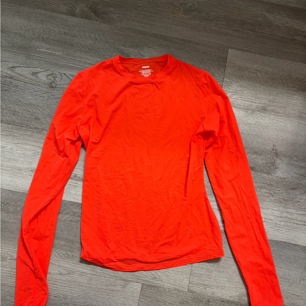 SKIMS Bright Red Long Sleeve Tee
